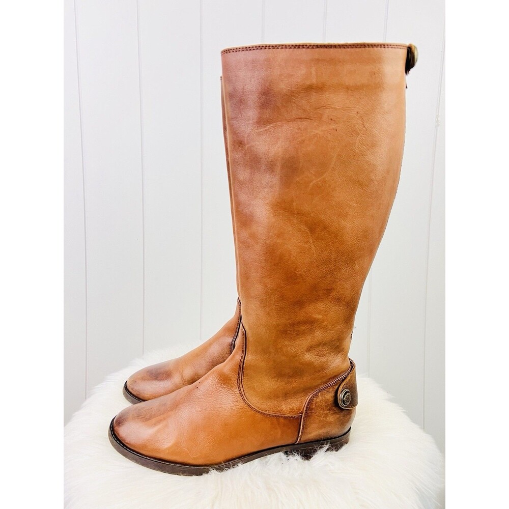 Arturo Chiang Fierce Whisky Cognac Leather Zip Up Riding Boots Ankle Button 9.5M